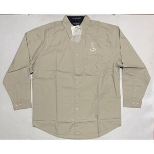 NWT Devon & Jones Men's Advantage Twill Long Sleeve Button Down Size XL Beige